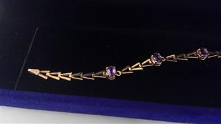 Amethyst Gold-Stone Bracelet 14K Yellow Gold 5.05g